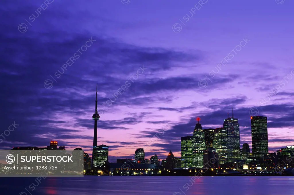 Buildings on the waterfront, CN Tower, Toronto, Ontario, Canada