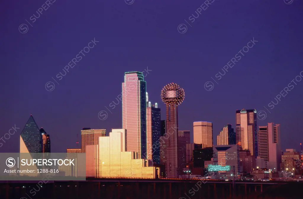 City at dusk, Dallas, Texas, USA