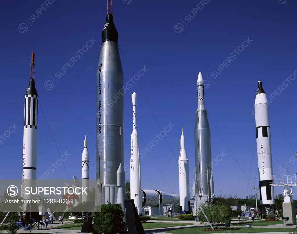 Rockets in a rocket garden, Kennedy Space Center, Cape Canaveral, Florida, USA