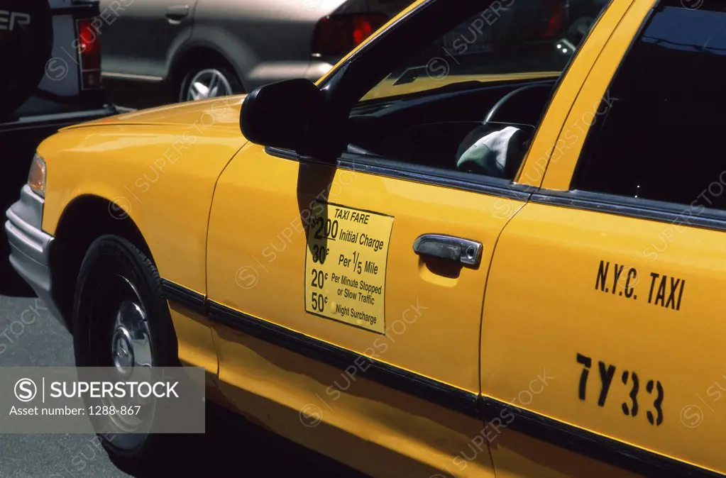 Close-up of a taxi, New York City, New York, USA