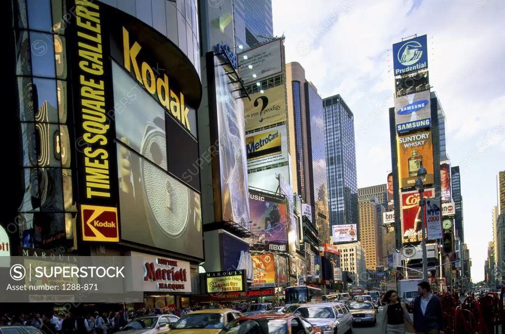 Low angle view of a market, Times Square, New York City, New York, USA