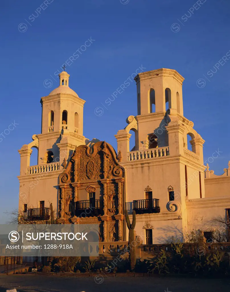 Facade of a cathedral, Mission San Xavier del Bac, Tucson, Arizona, USA