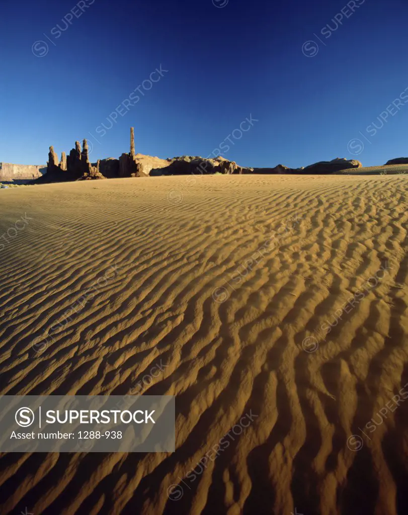 Panoramic view of sand dunes, Monument Valley, Arizona, USA