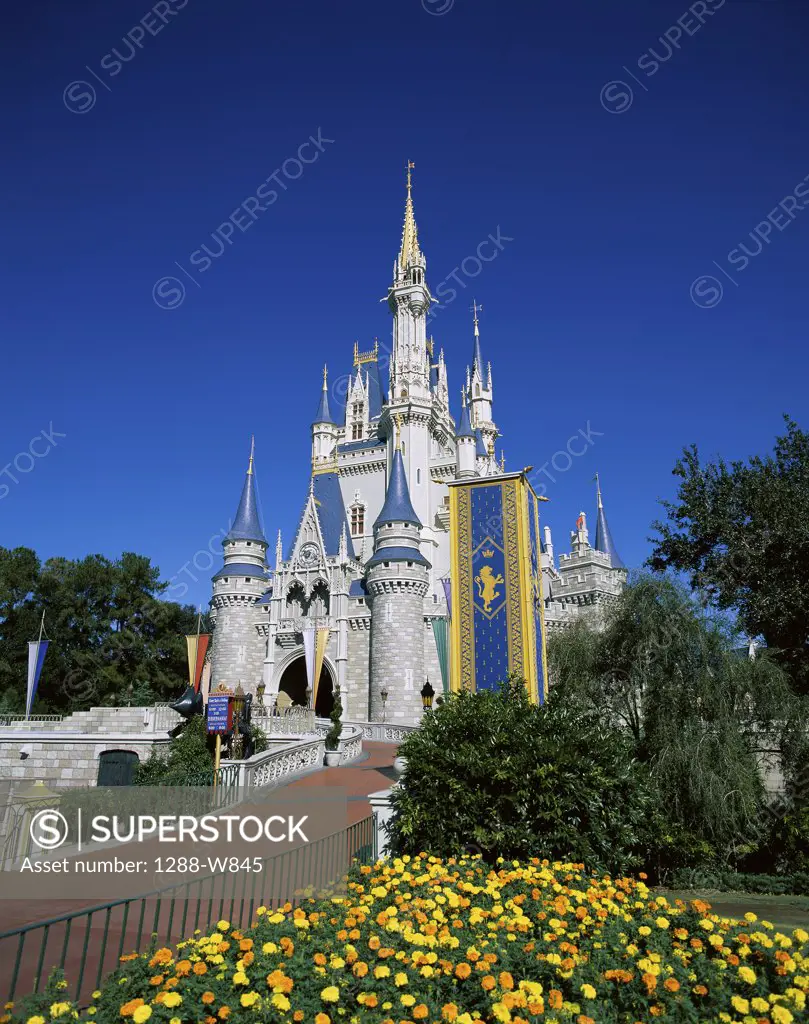 Facade of a castle, Cinderella Castle, Magic Kingdom, Walt Disney World, Orlando, Florida, USA