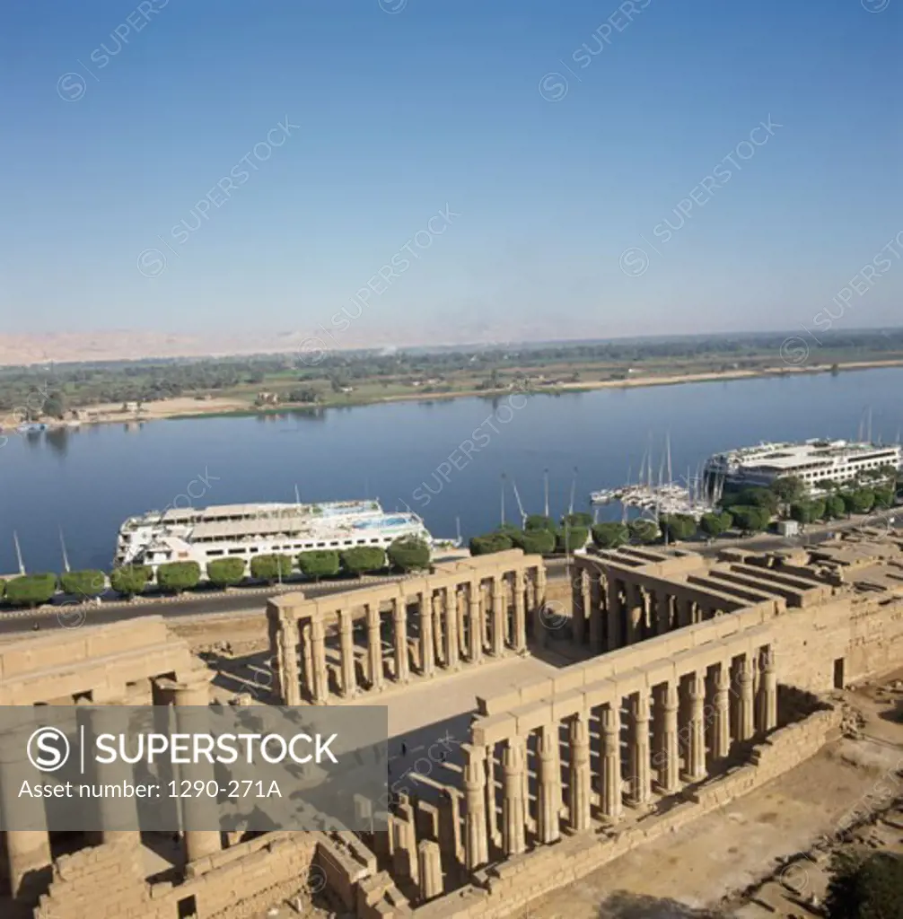 High angle view of the old ruins of a temple, Temple of Luxor, Luxor, Egypt