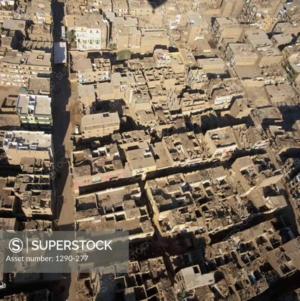 Aerial view of buildings in a city, Luxor, Egypt