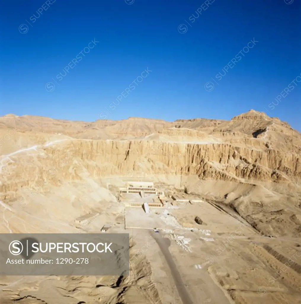 Aerial view of a temple, Temple of Hatshepsut, Deir El-Bahri, Thebes, Egypt
