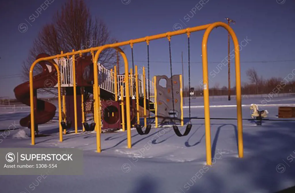 Swings and slides in a park