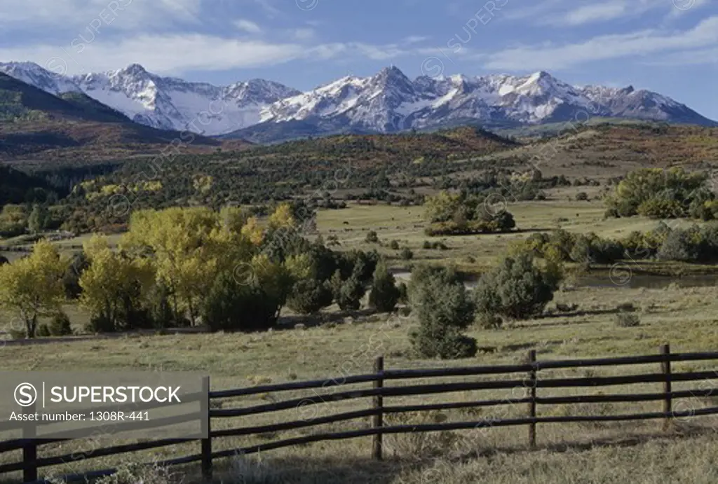 Wooden fence in a field, Jackson Hole, Wyoming, USA