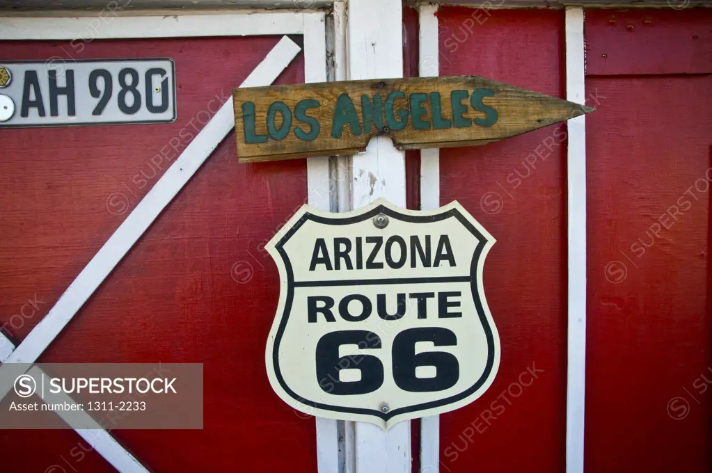 Close-up of a road sign, Route 66, Arizona, USA