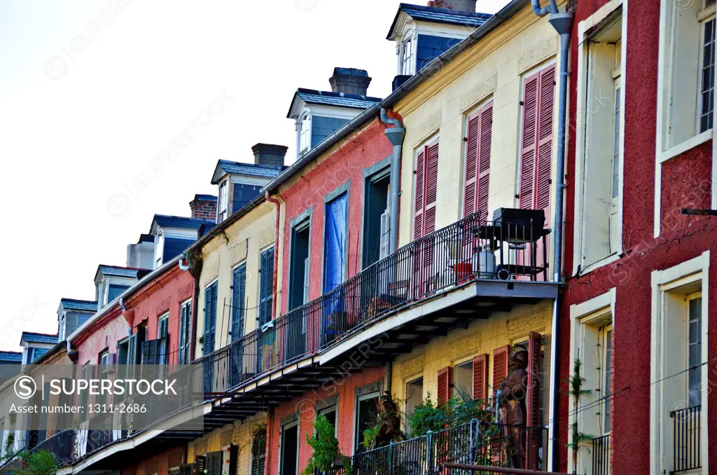 Low angle view of buildings, French Quarter, New Orleans, Louisiana, USA