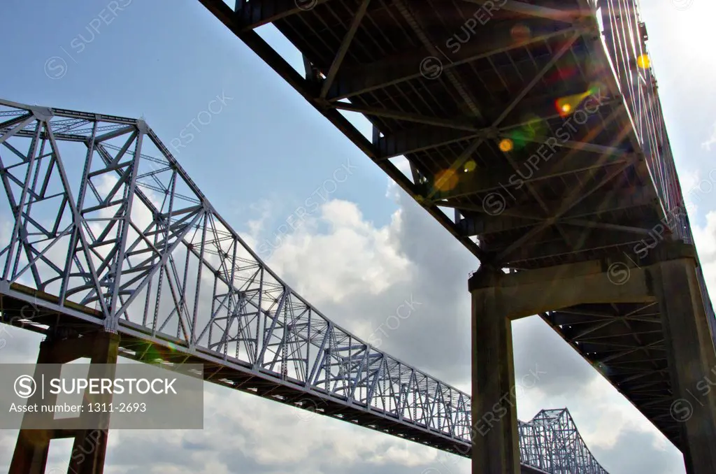 Low angle view of Crescent City Connection Bridge, New Orleans, Louisiana, USA