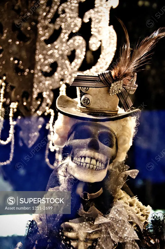 Close-up of a skeleton during Halloween, New Orleans, Louisiana, USA