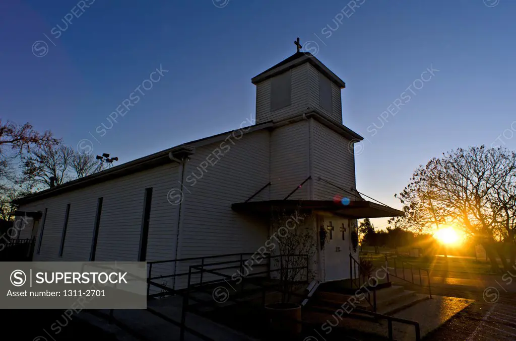 Church at sunset, St. Mark's Church, Westwego, Louisiana, USA