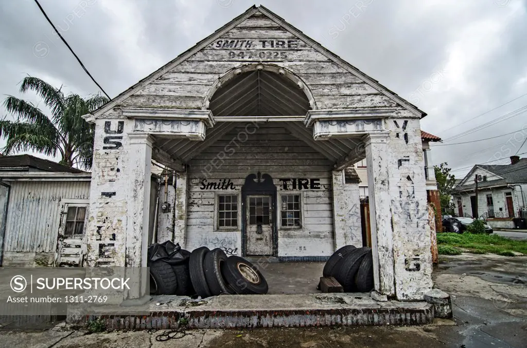 An abadoned tire store rots on St. Claude Avenue in the St. Roch neighborhood or New Orleans.