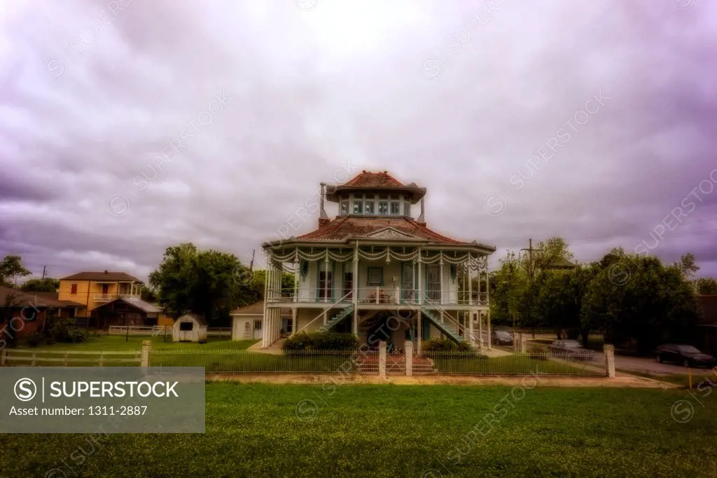 Doullut Steamboat House, built in 1805 by a steamboat captain, Paul Doullut. The Mississippi River and the levee is directly in front of the house.