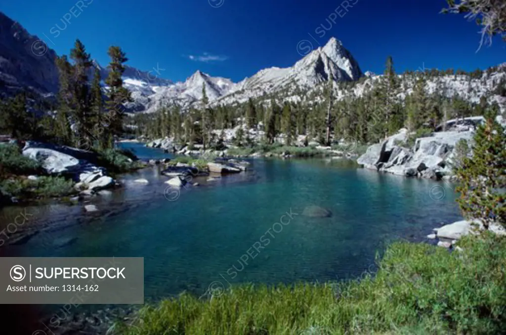 High angle view of a lake, Blue Lake, California, USA