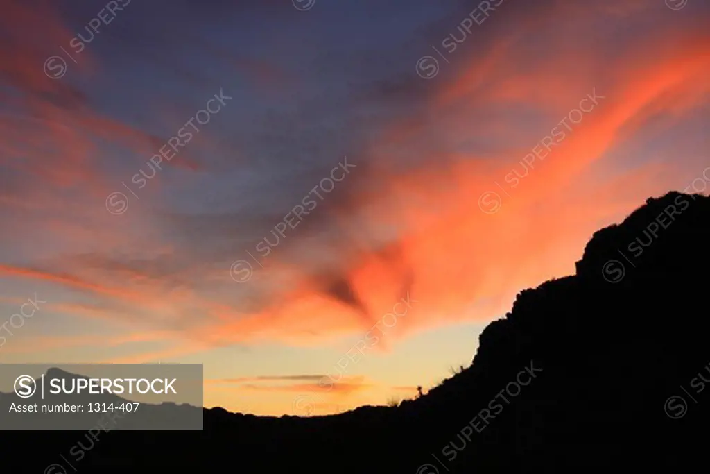 USA, Texas, Big Bend Ranch State Park, Scenic landscape at sunset