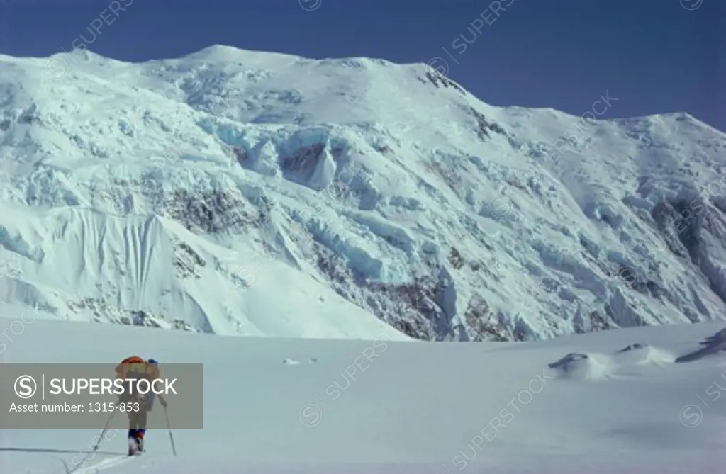 Low angle view of a person skiing, Mount St. Elias, Yukon, Canada