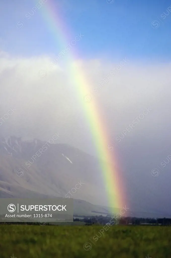 Rainbow in the sky, Canterbury Plains, New Zealand