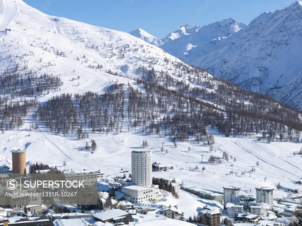 Italy, Piedmont, Sestriere village and ski resort (site of 2006 winter Olympics)