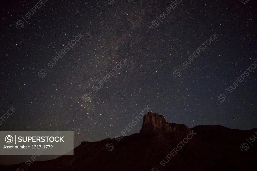 Guadalupe Peak at night, El Capitan, Guadalupe Mountains National Park, Texas, USA