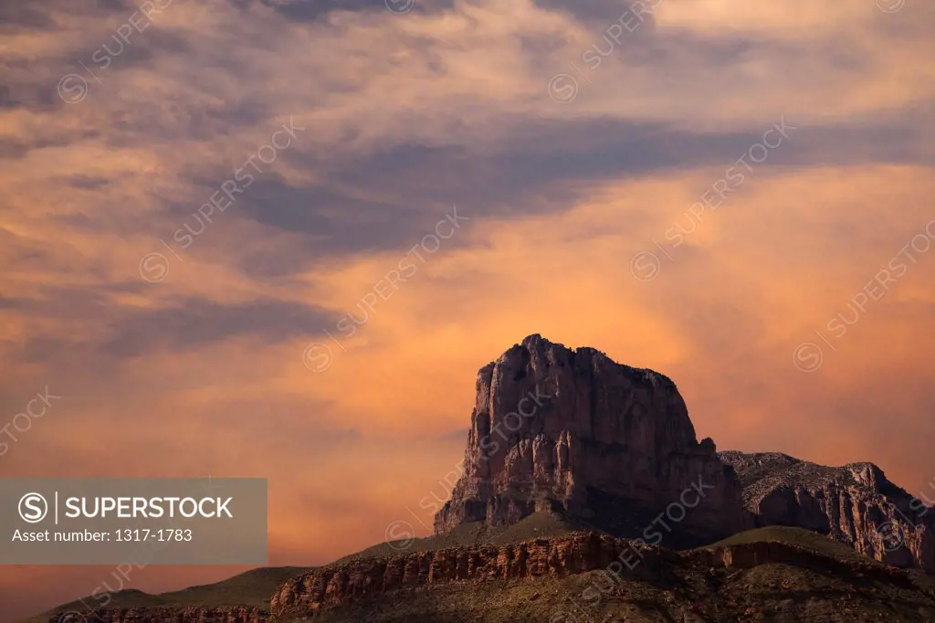 Guadalupe Peak at sunset, El Capitan, Guadalupe Mountains National Park, Texas, USA