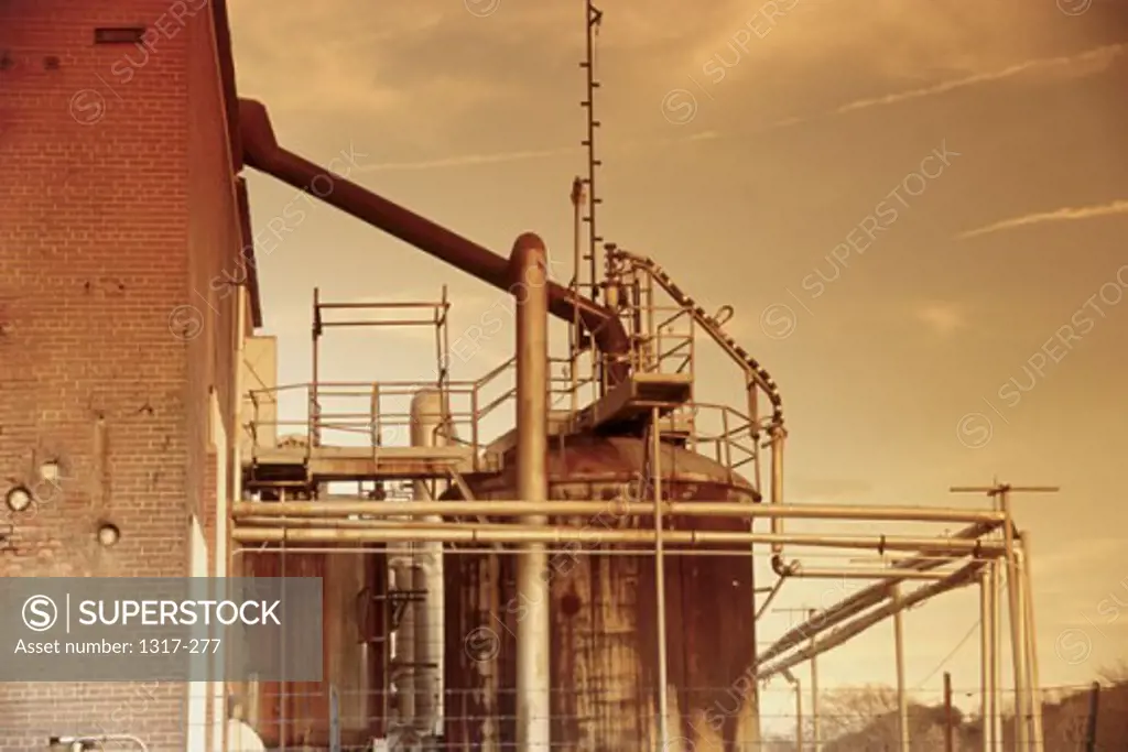 Oil refinery at dusk, Tulsa, Oklahoma, USA