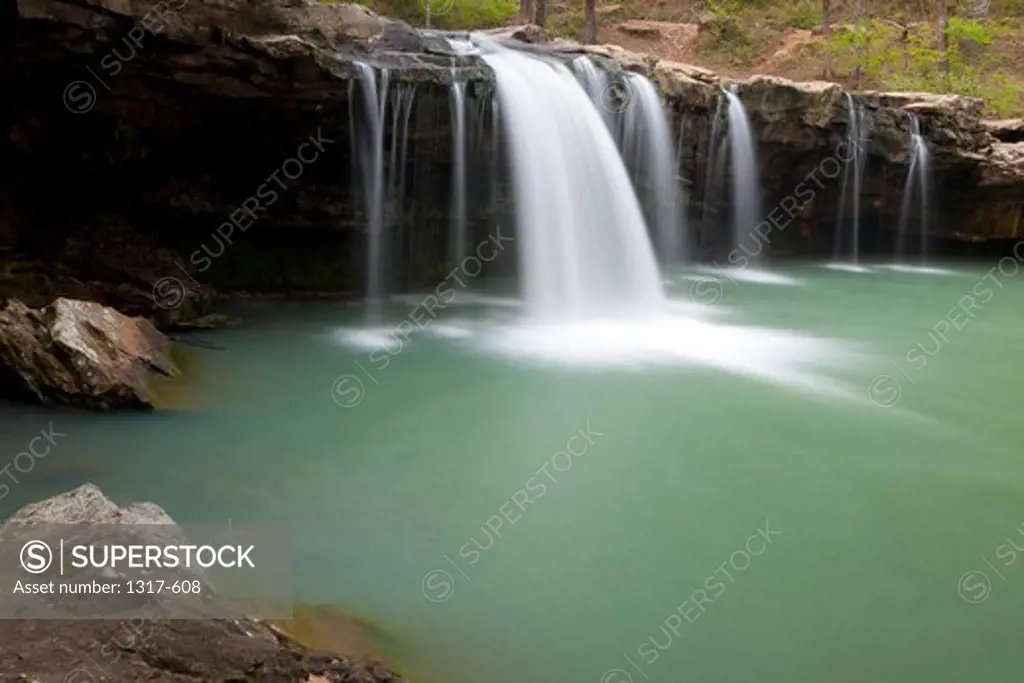 Water falling into a river, Ozark National Forest, Ozark Mountains, Arkansas, USA