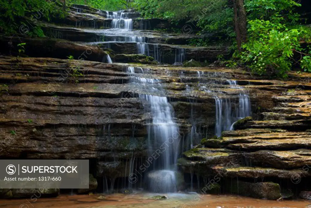 Low angle view of a waterfall, Liles Falls, Ozark Mountains, Ozark National Forest, Arkansas, USA