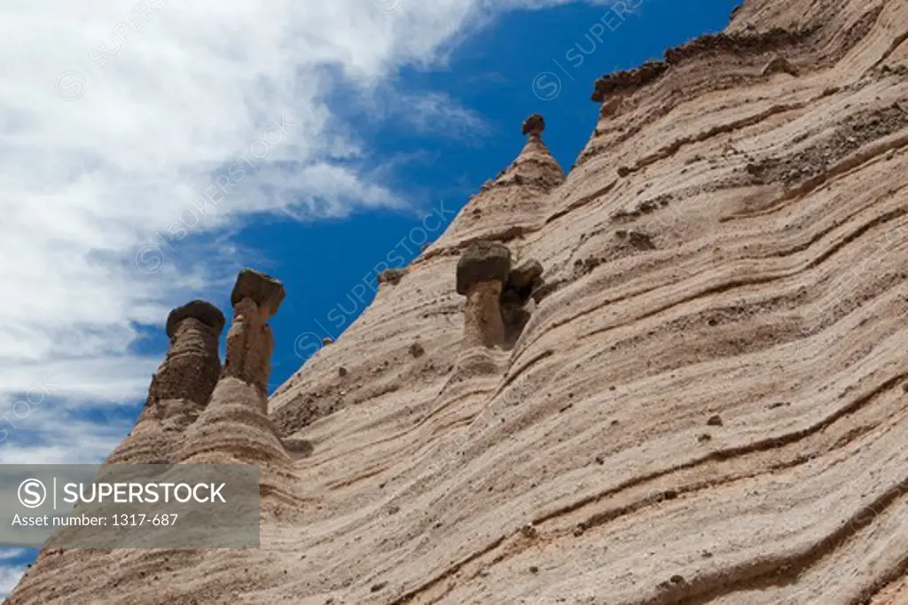 Low angle view of rock formations, Kasha-Katuwe Tent Rocks, Sandoval County, New Mexico, USA