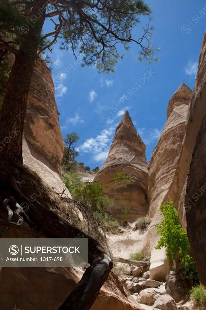 Low angle view of rock formations, Kasha-Katuwe Tent Rocks, Sandoval County, New Mexico, USA