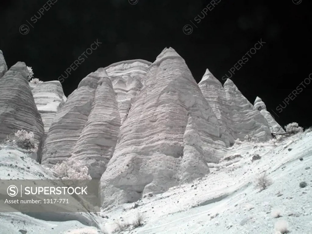 Low angle view of rock formations, Kasha-Katuwe Tent Rocks, Santa Fe, New Mexico, USA
