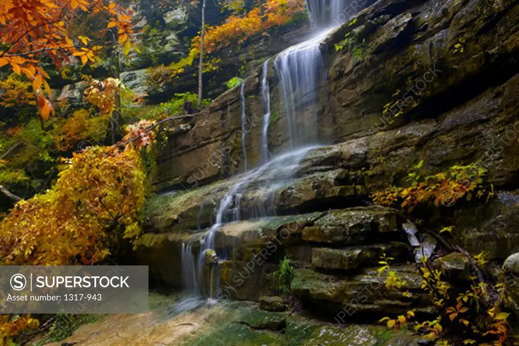 Waterfall, Liles Falls, Ozark Mountains, Ozark National Forest, Arkansas, USA