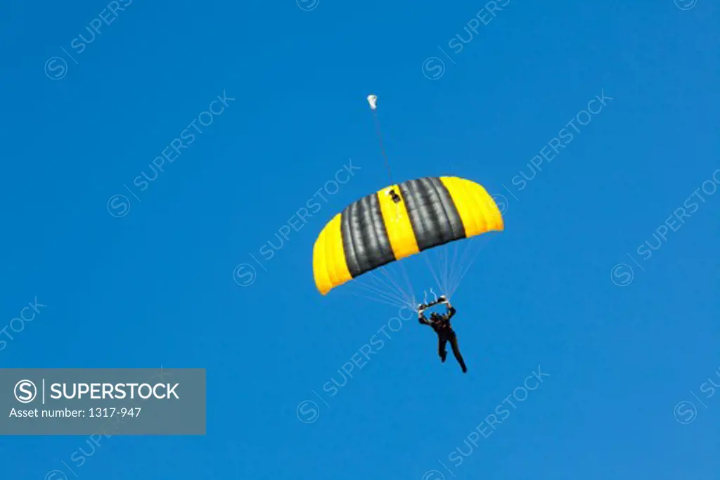 Paratrooper skydiving, Fort Worth Alliance Airport, Fort Worth, Tarrant County, Texas, USA