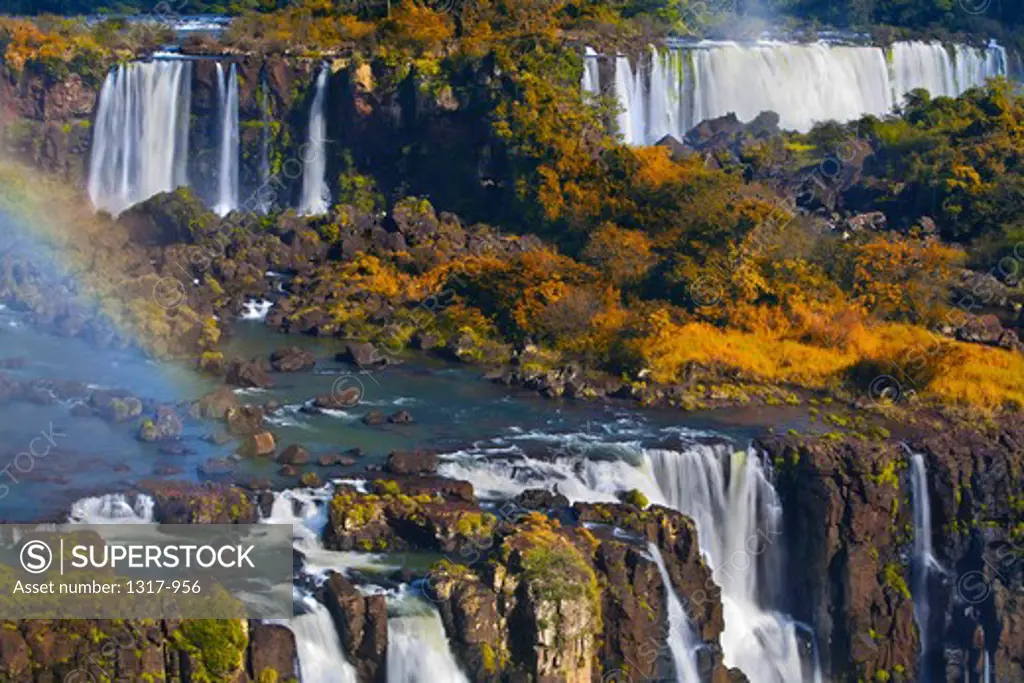 High angle view of waterfalls, Iguacu Falls, Argentina-Brazil Border