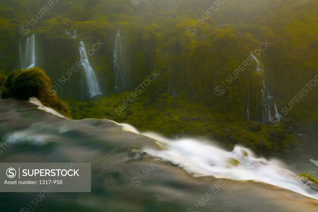 High angle view of waterfalls, Iguacu Falls, Argentina-Brazil Border