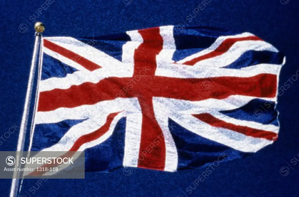 Low angle view of the flag of the United Kingdom