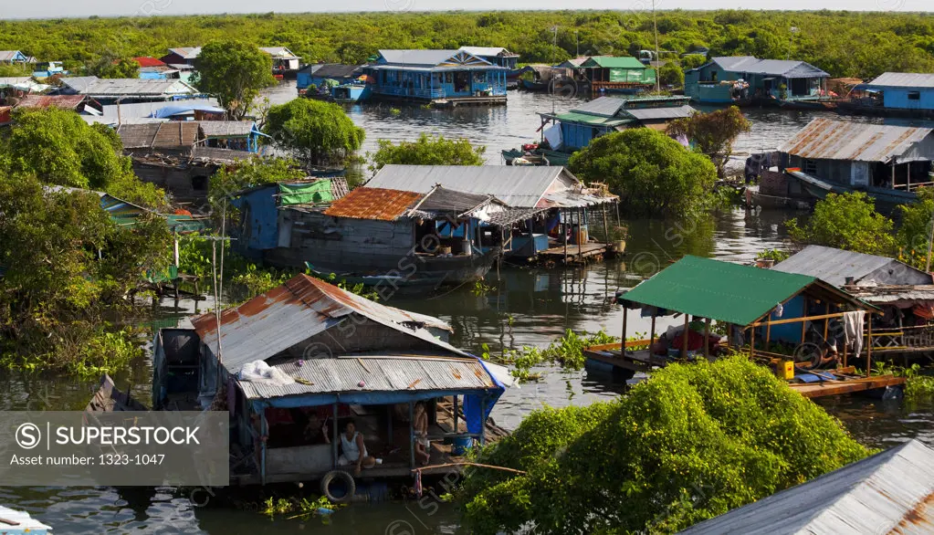 Houseboats in the lake, Tonle Sap, Cambodia