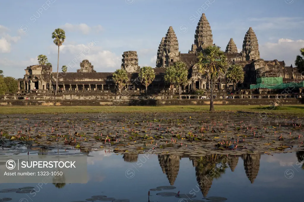 Reflection of a temple in water, Angkor Wat, Siem Reap, Angkor, Cambodia