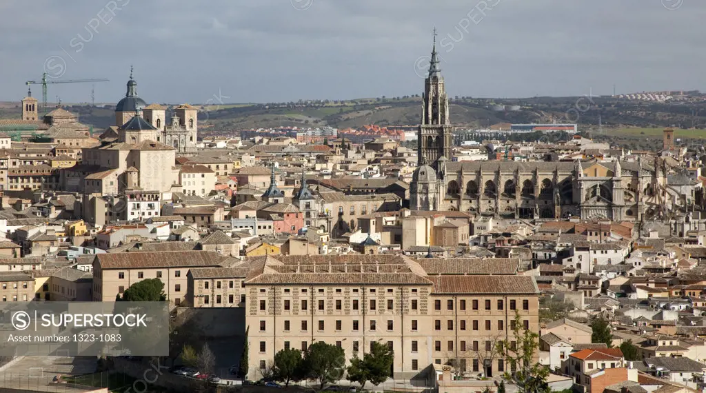 High angle view of a cityscape, Cathedral Of Toledo, Toledo, Castilla La Mancha, Spain
