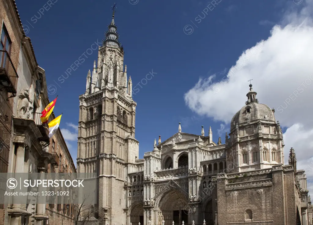 Low angle view of a church, Toledo Cathedral, Toledo, Castilla La Mancha, Spain