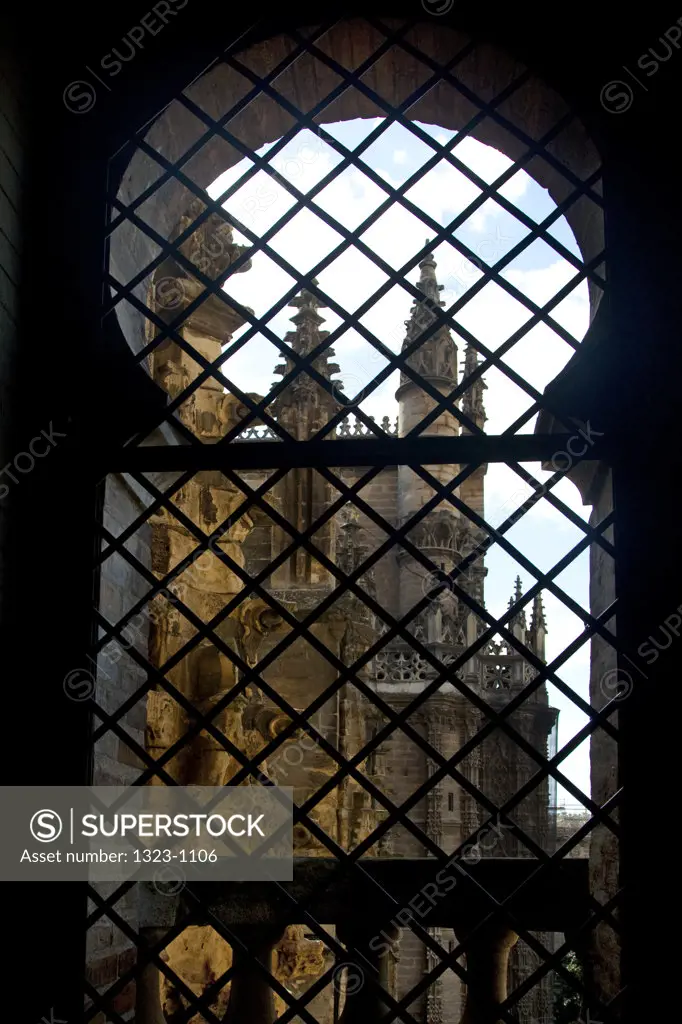 Moorish window of a church, Seville Cathedral, Seville, Andalusia, Spain