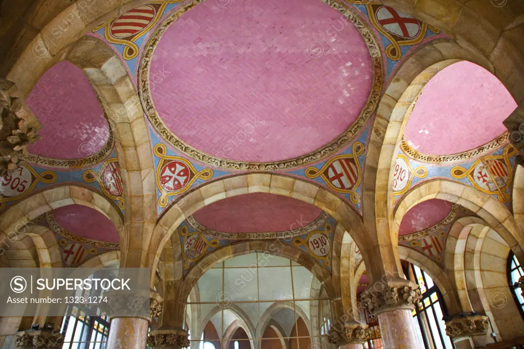 Low angle view of the ceiling of a museum, Hospital De La Santa Creu I Sant Pau, Seville, Andalusia, Spain