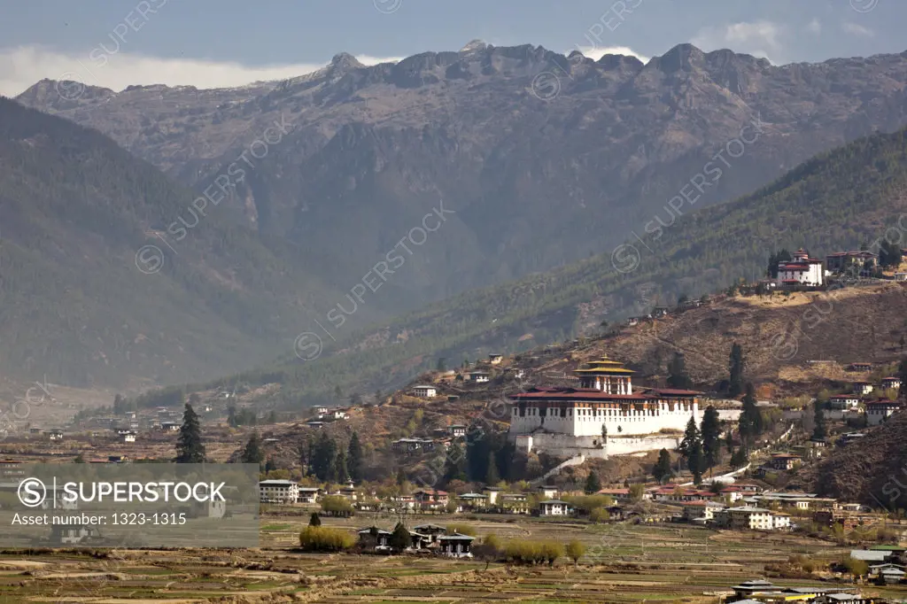 Monastery in a valley, Paro Dzong, Paro, Bhutan
