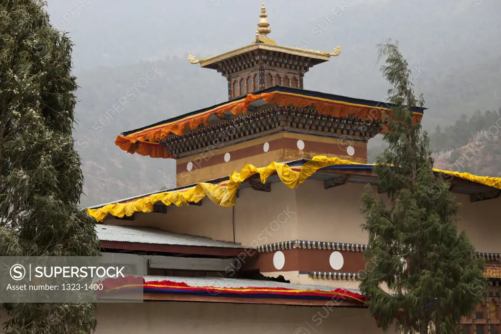 High section view of a monastery, Bumthang, Bhutan