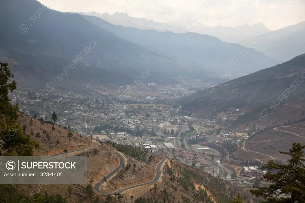 High angle view of a city, Thimphu, Bhutan