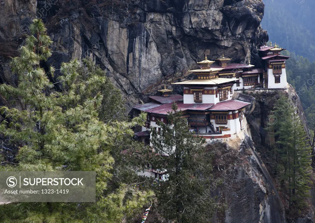 Monastery on a mountain, Taktsang Monastery, Paro Valley, Paro District, Bhutan