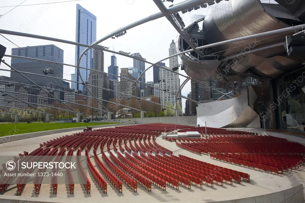 Seating of a theater, Jay Pritzker Pavilion, Millennium Park, Chicago, Cook County, Illinois, USA