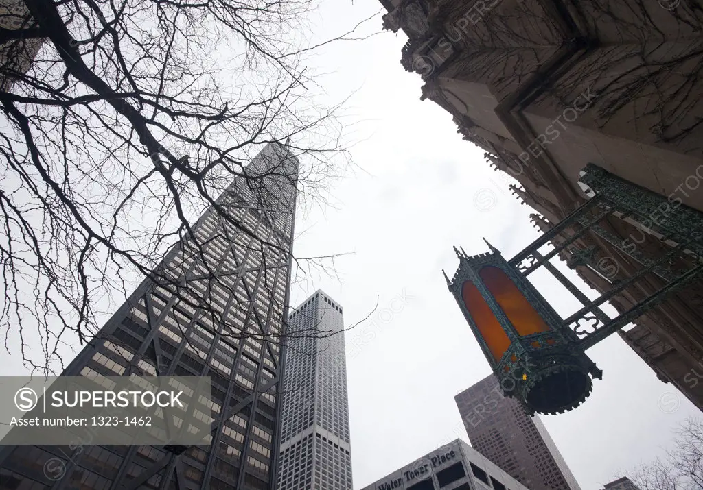 Low angle view of skyscrapers, Hancock Building, Chicago, Cook County, Illinois, USA